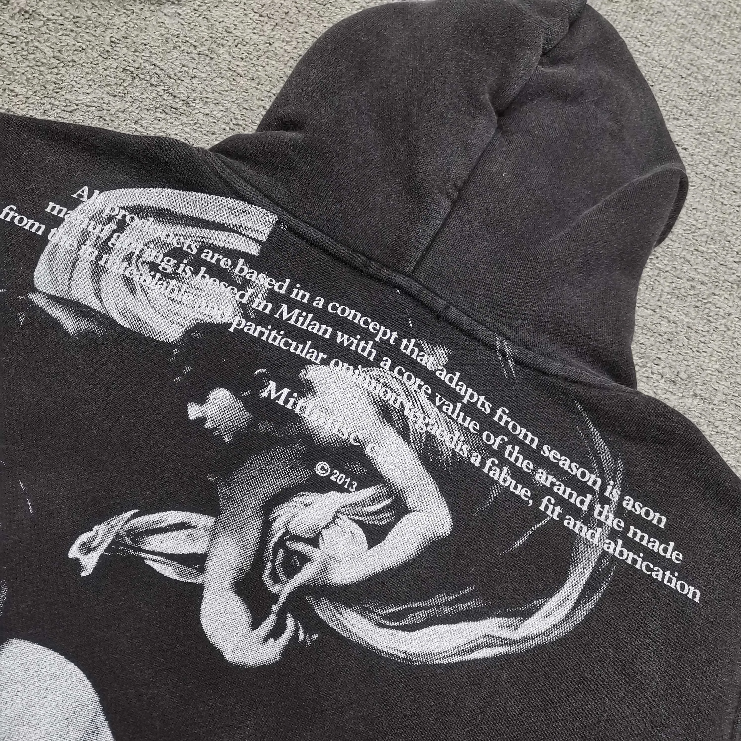 off white 25ss religious portrait oil painting 460g washed hooded sweatshirt Color: washed black Size: S M L XL P410